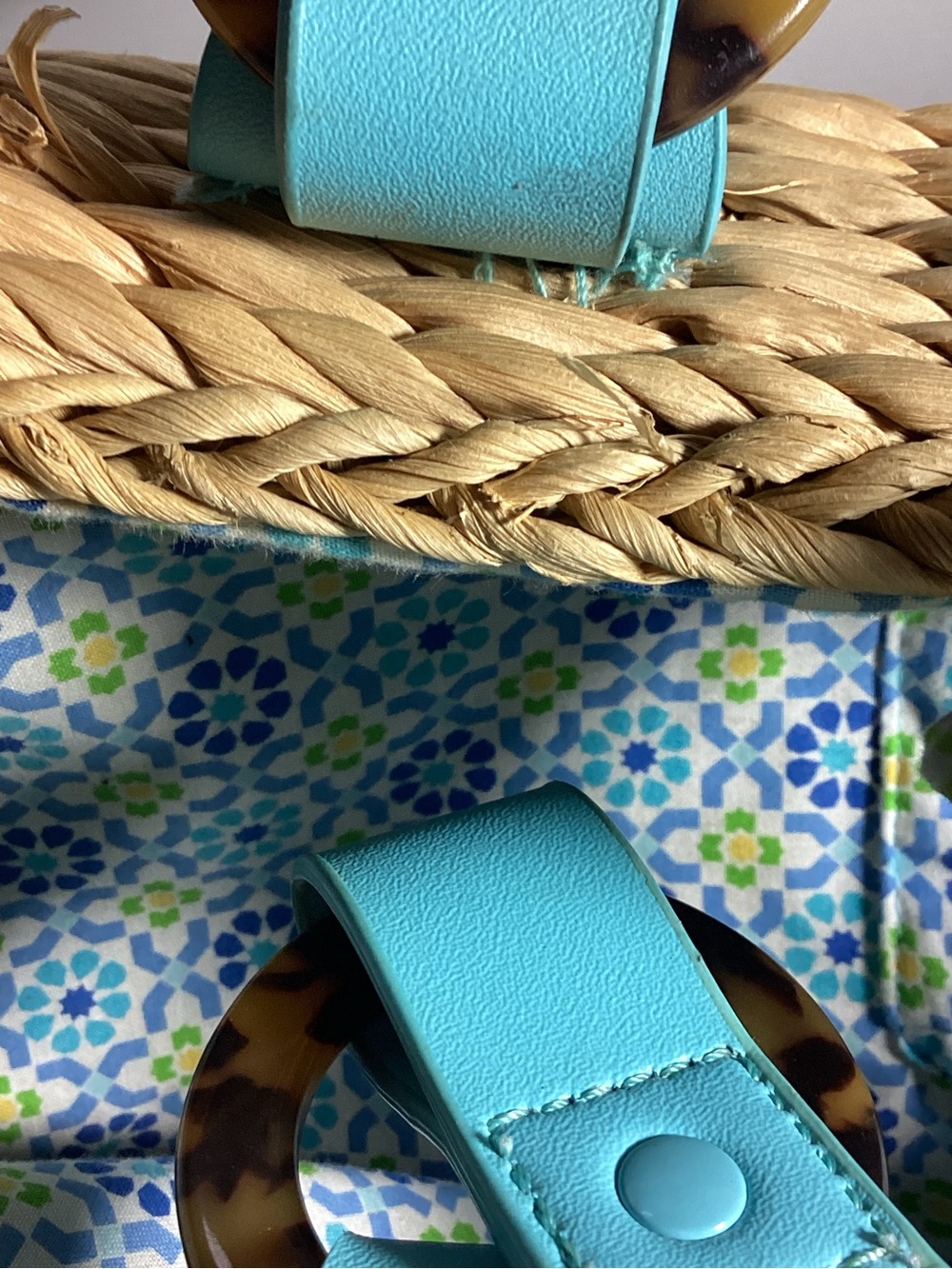 Vera Bradley Turquoise-Strap Woven Tote with Paisley Print - Picture 5 of 16